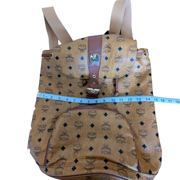 Vintage MCM Visetos Large Brown Logo Drawstring Backpack COA Authenticate First main image 10